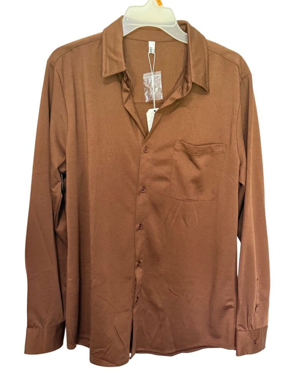 Coofandy Button Up shirt Brown NWT Pocket Mens M